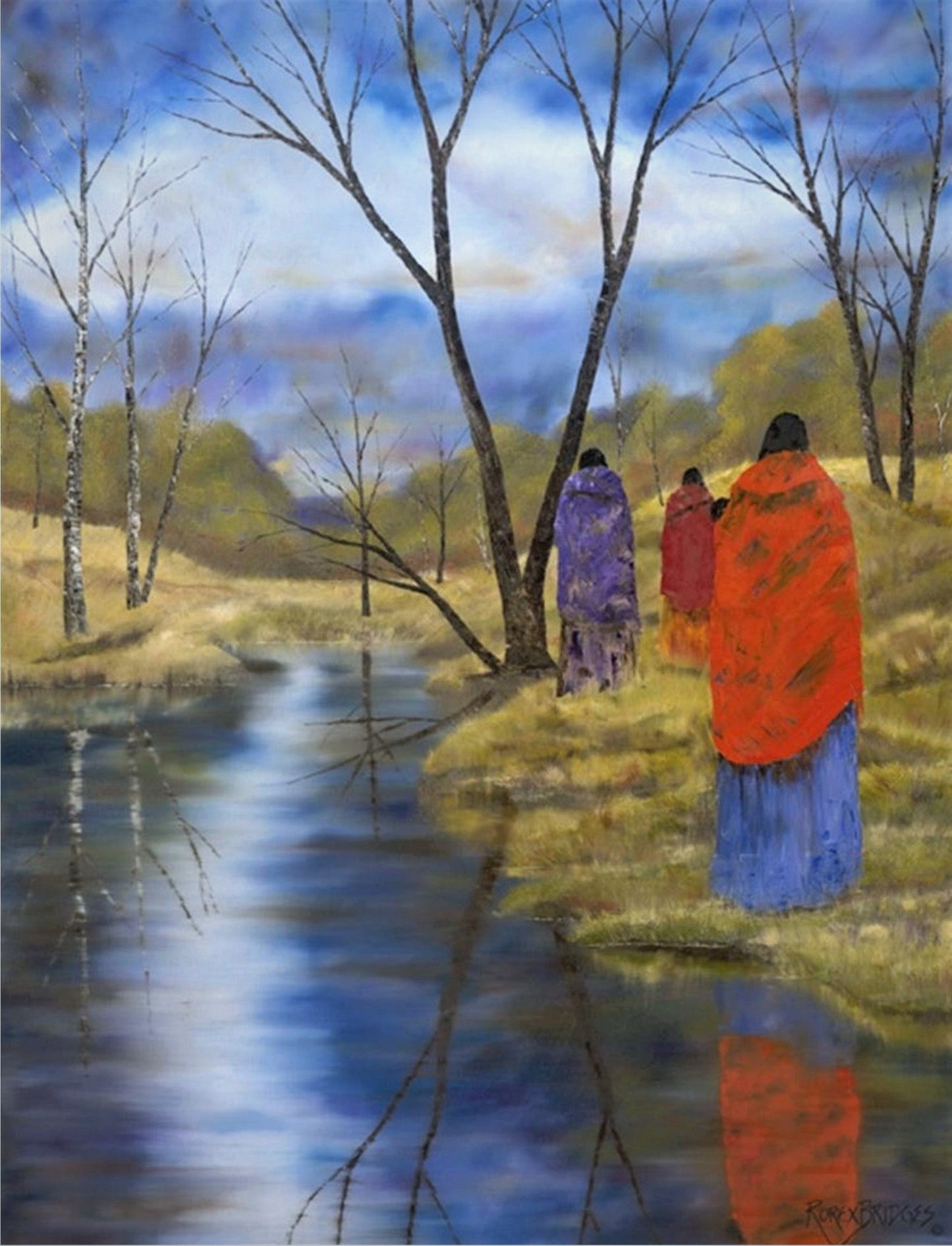 BRIGHT BLANKETS REFLECTED BESIDE CREEK