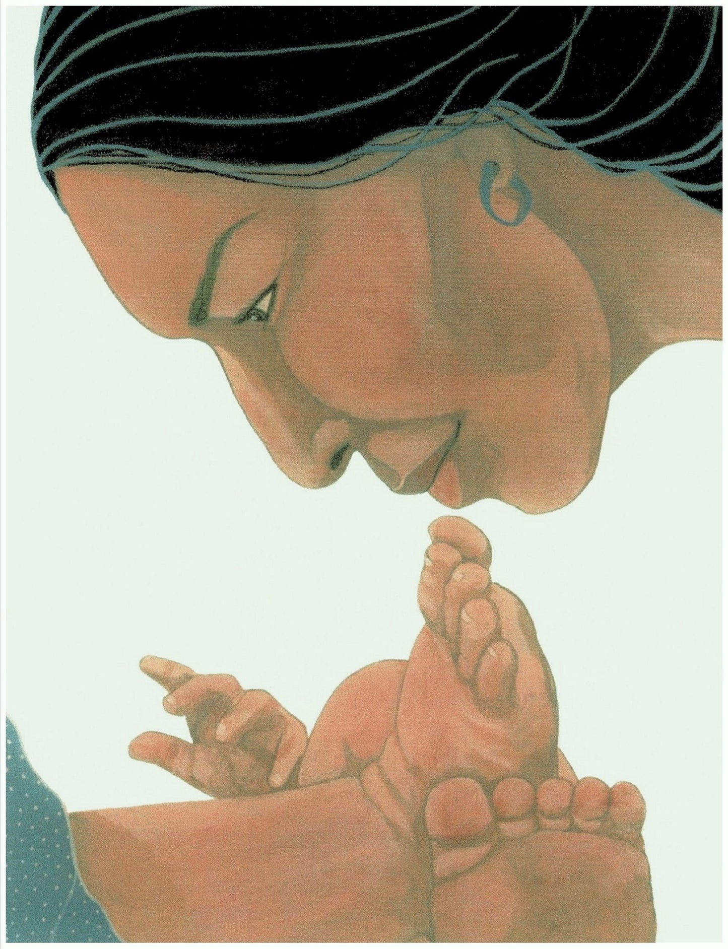 mother playing with her baby's feet