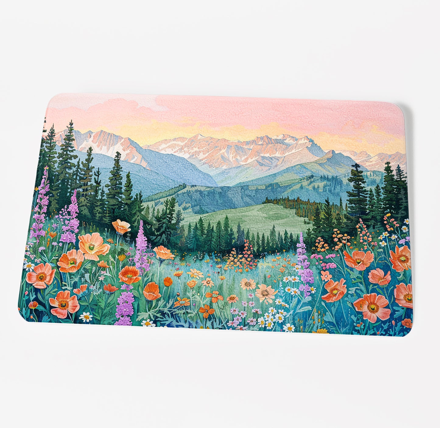 Vibrant Mountain Meadow Landscape Cutting Board