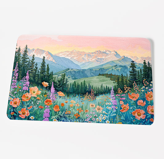 Vibrant Mountain Meadow Landscape Cutting Board