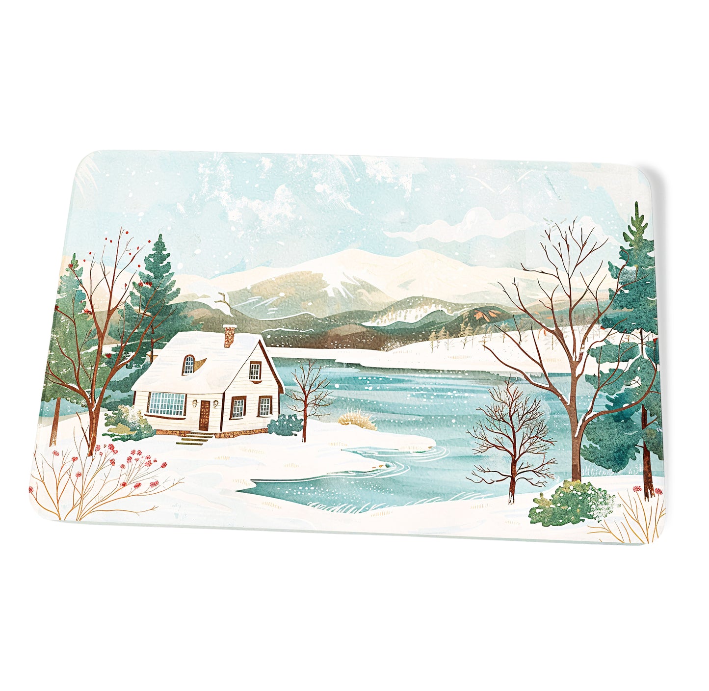 Snow Kissed Lakehouse Cutting Board