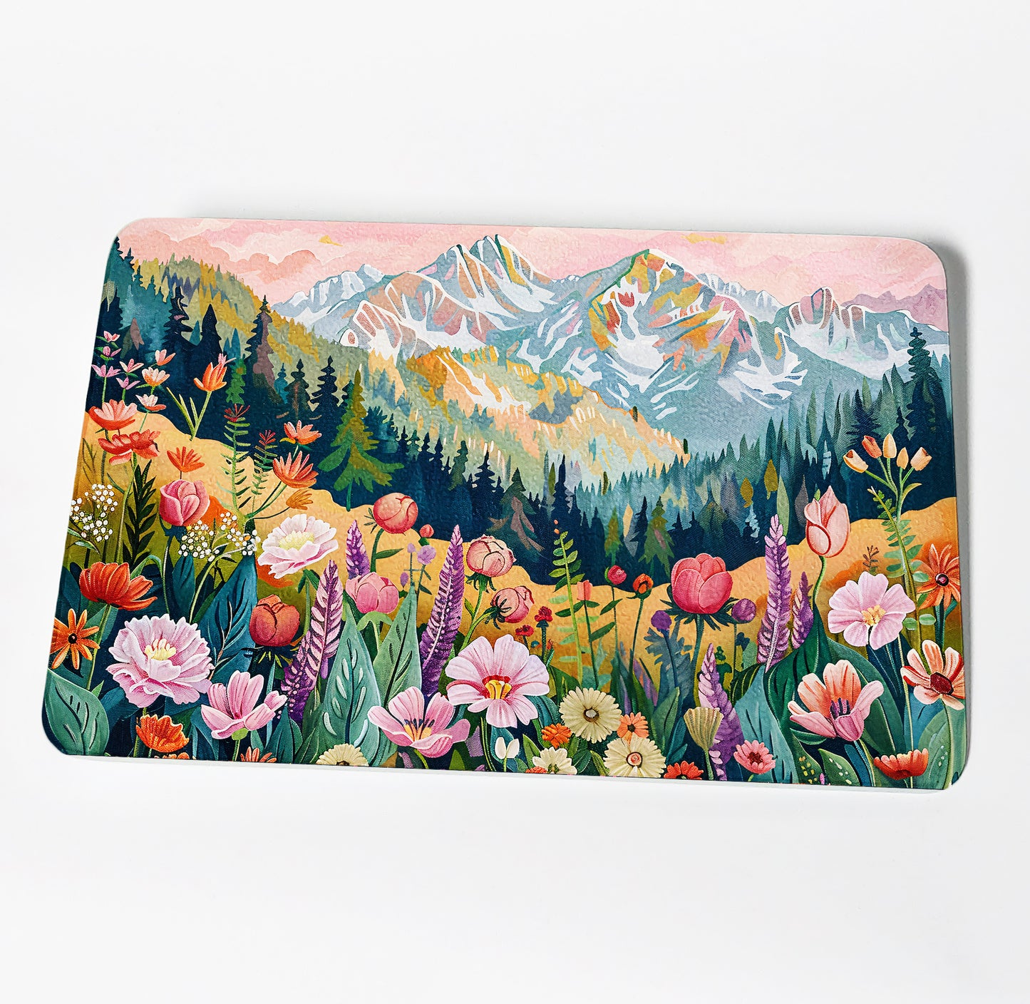 Wild Blooms Mountain Landscape Cutting Board