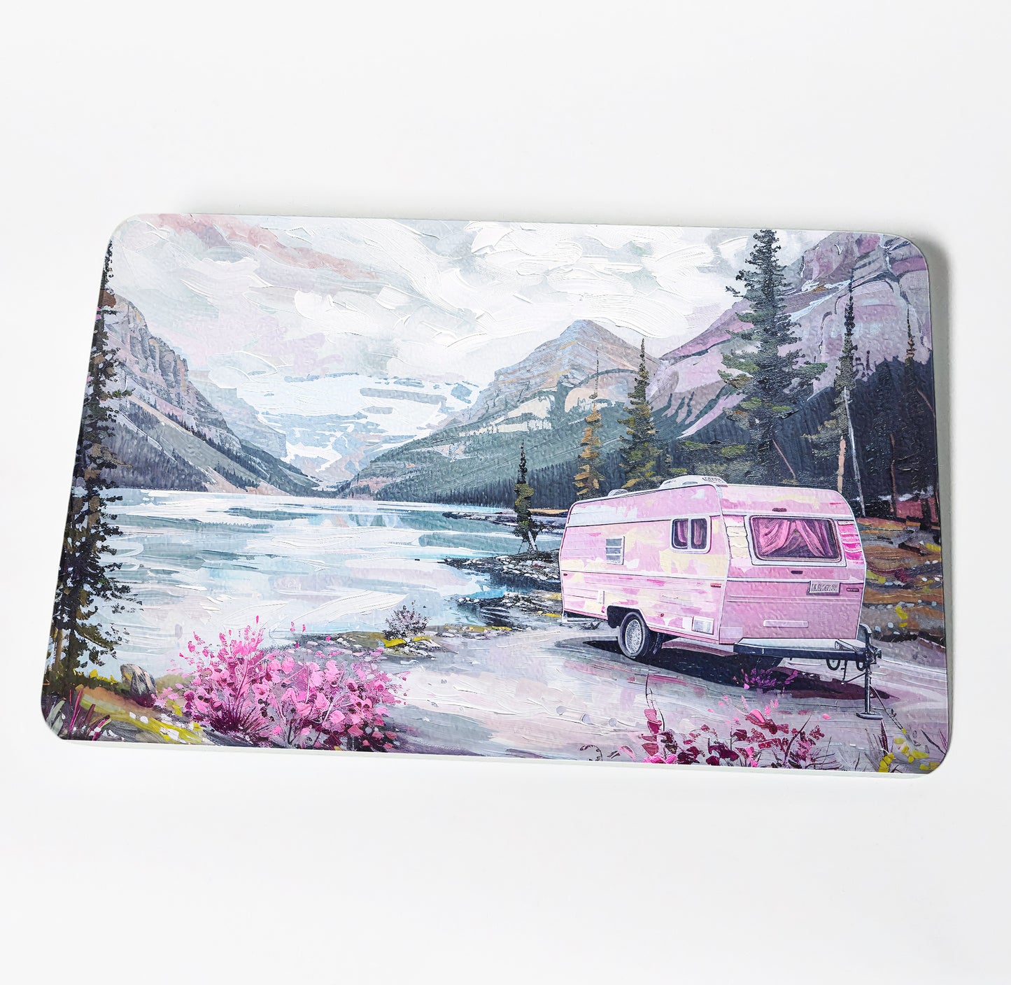 Pretty in Pink Mountain Camper Cutting Board