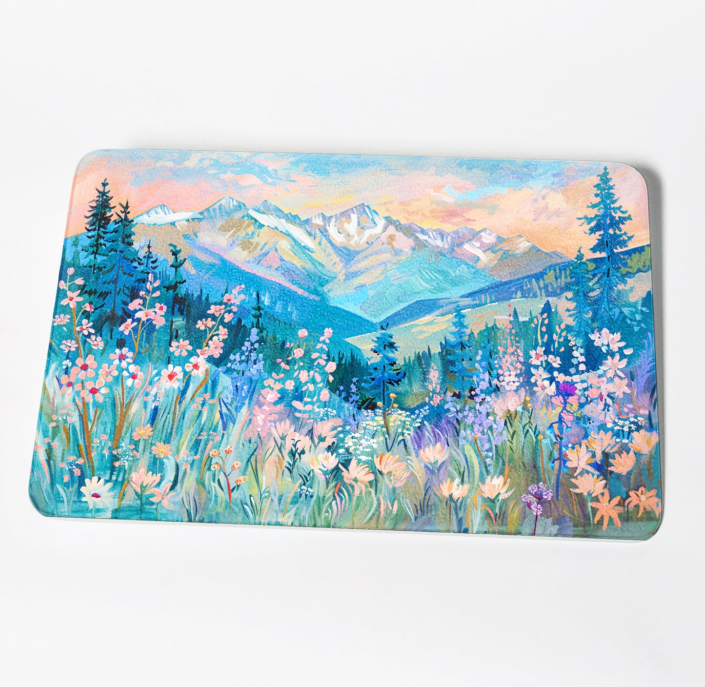 Floral Mountain Colorscape Cutting Board