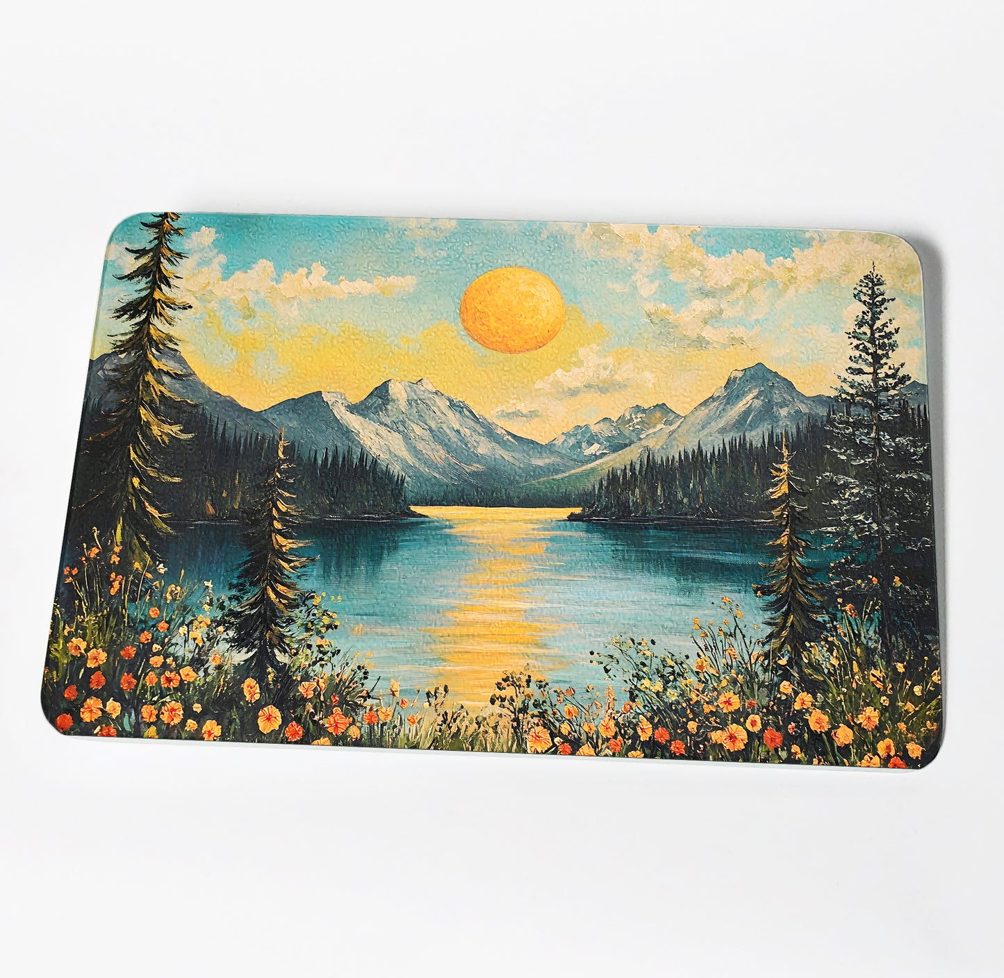 Wildflower Sunset Mountain Landscape Cutting Board