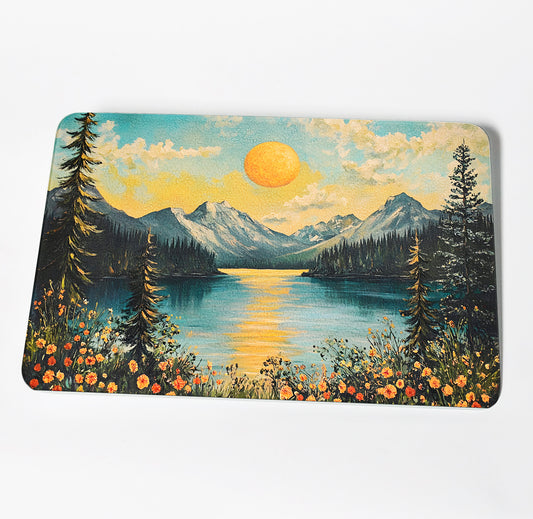 Wildflower Sunset Mountain Landscape Cutting Board