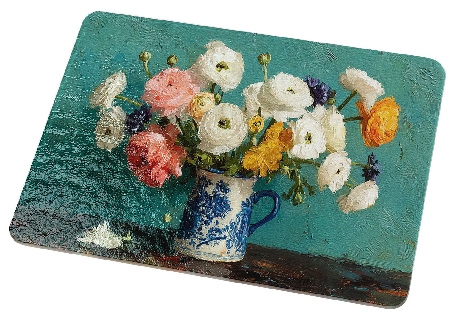 Blue Willow Ranunculus Cutting Board