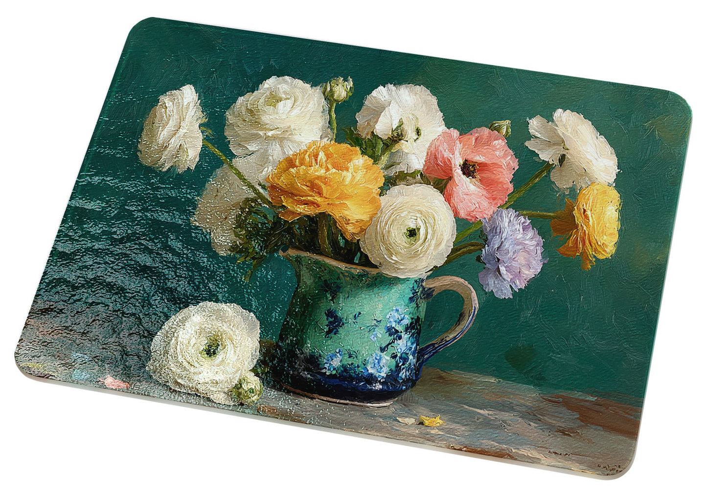 Teal Cottage Ranunculus Cutting Board
