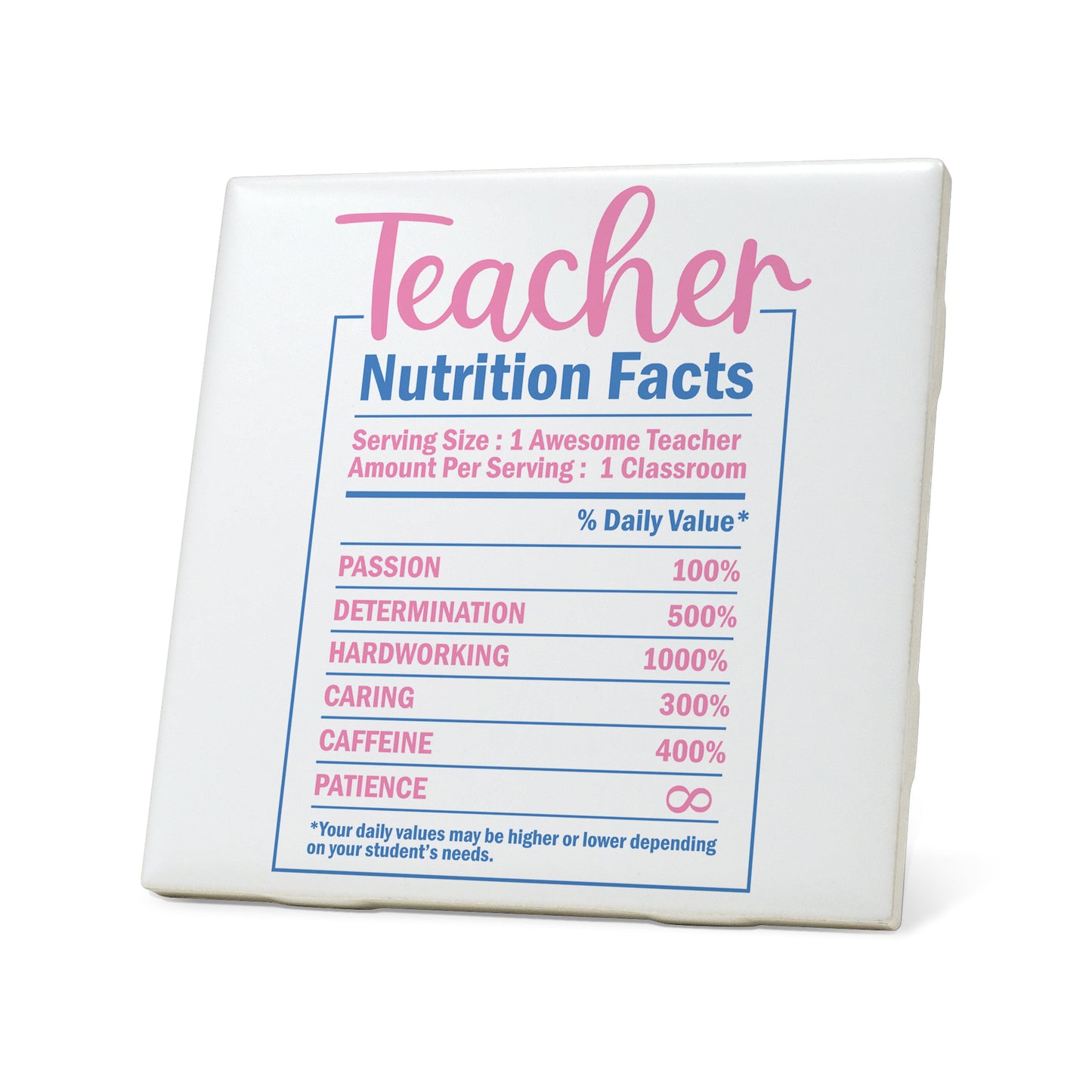 Teacher nutrition facts Graphic Coasters