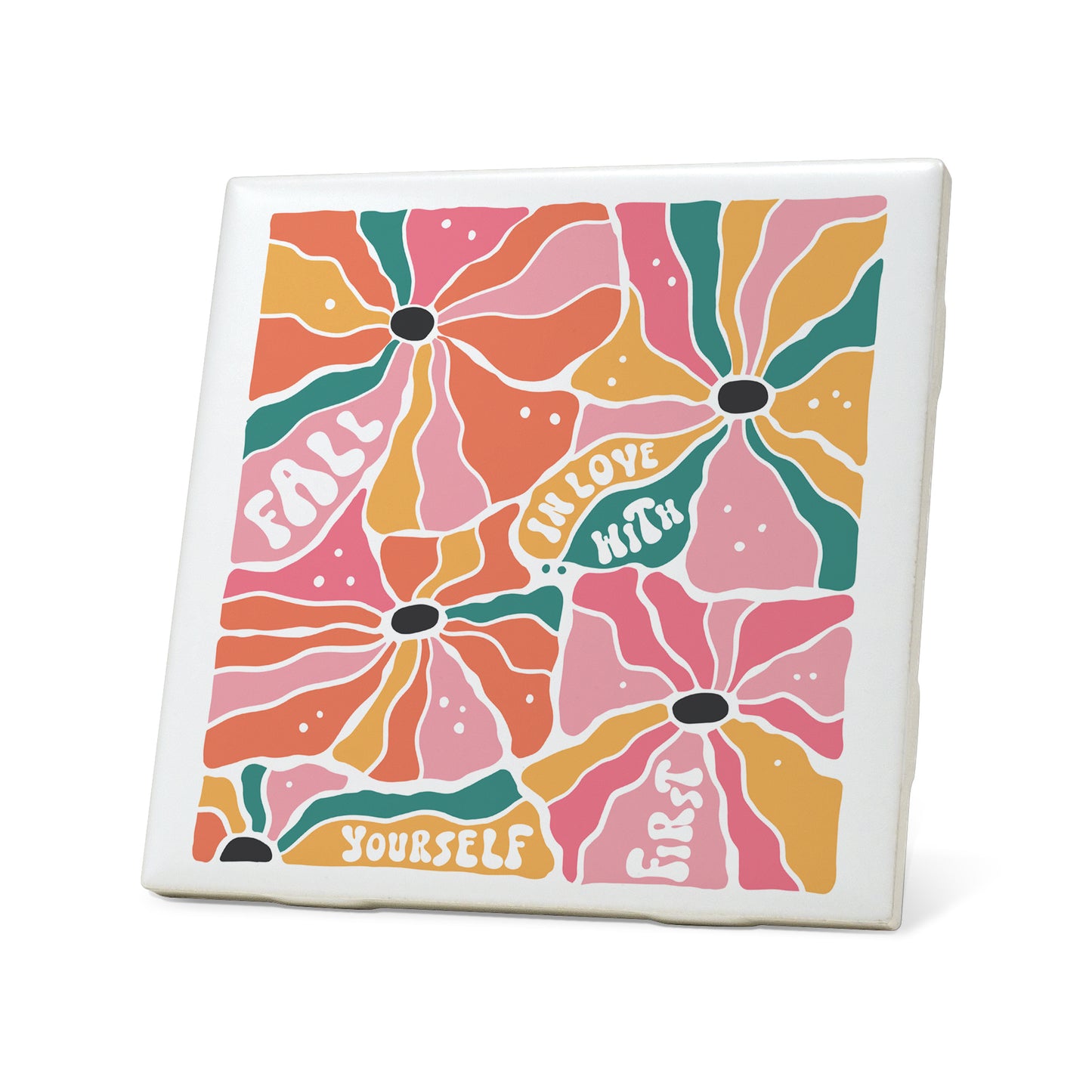 Fall in love with yourself first boho Graphic Coasters