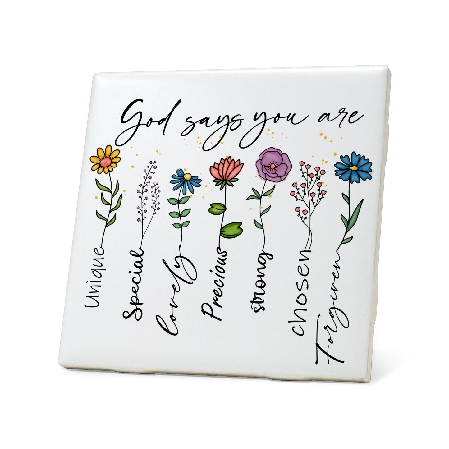 God says you are flower Graphic Coasters