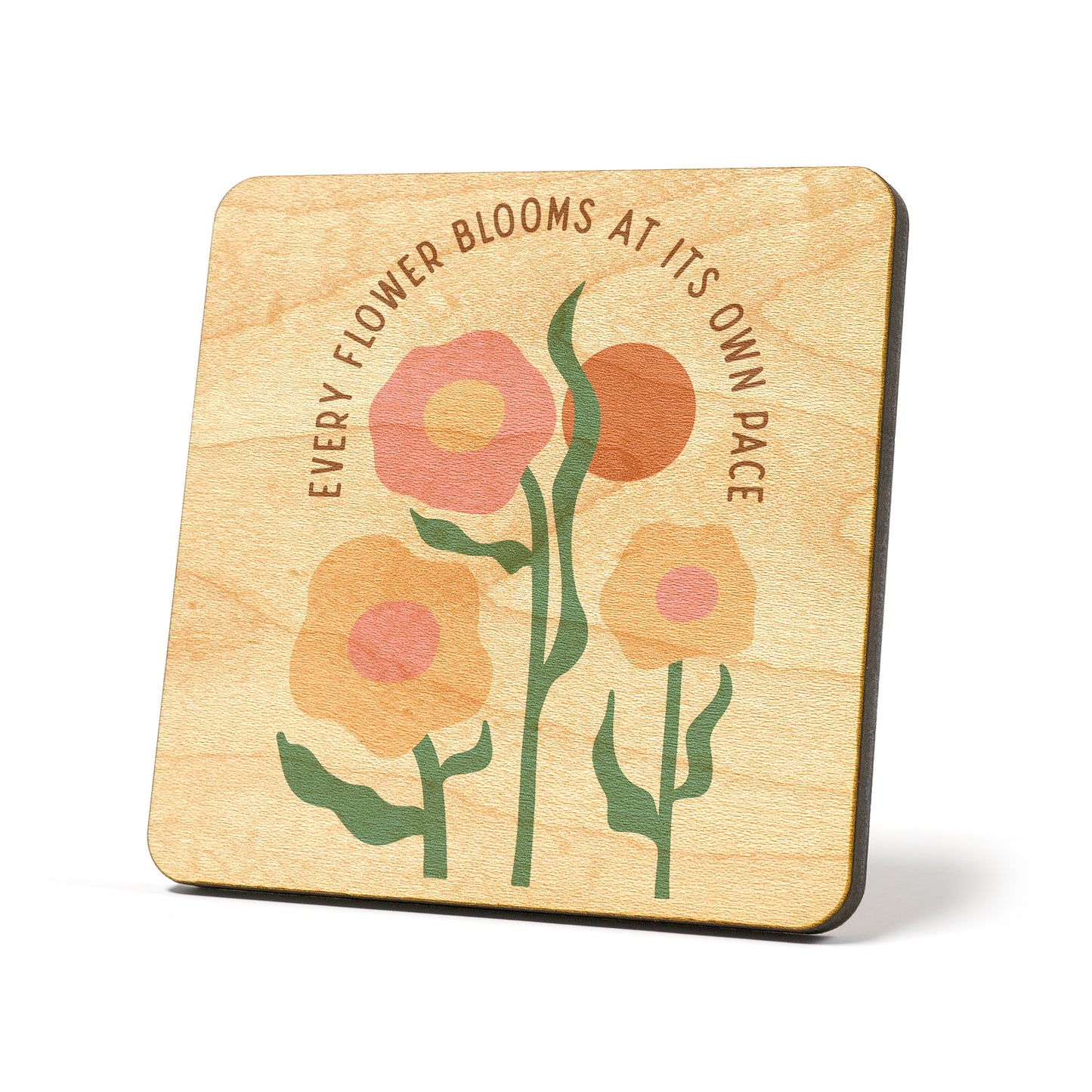 Blooms At Its Own Pace Boho Graphic Coasters