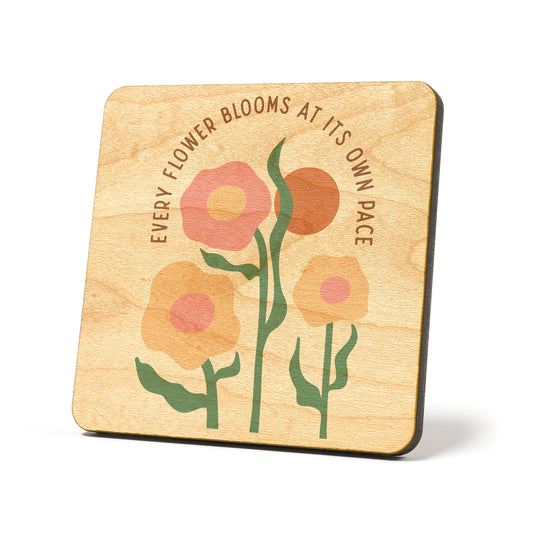 Blooms At Its Own Pace Boho Graphic Coasters