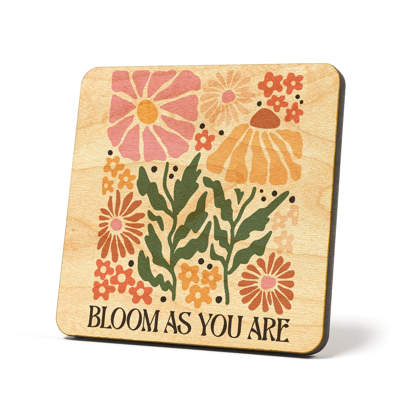Bloom As You Are Boho Graphic Coasters