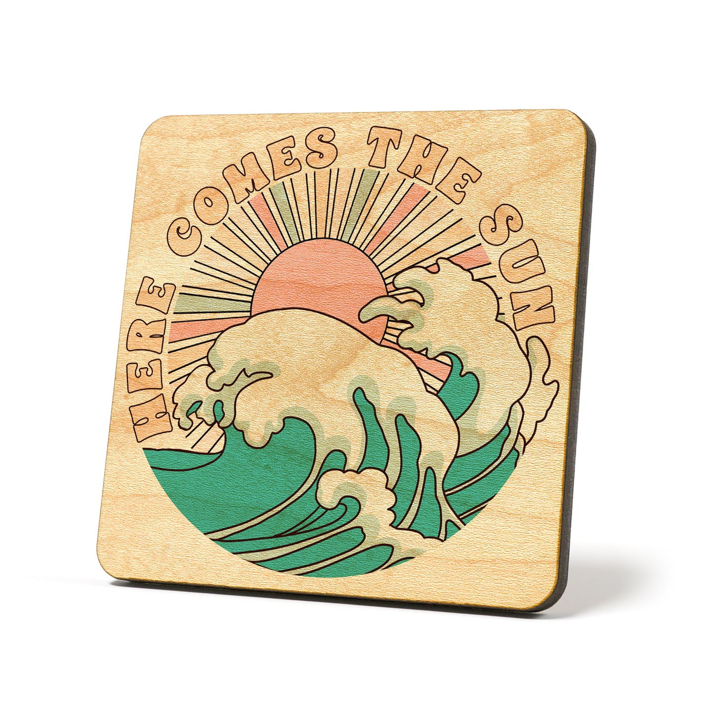 Here comes the sun waves Graphic Coasters