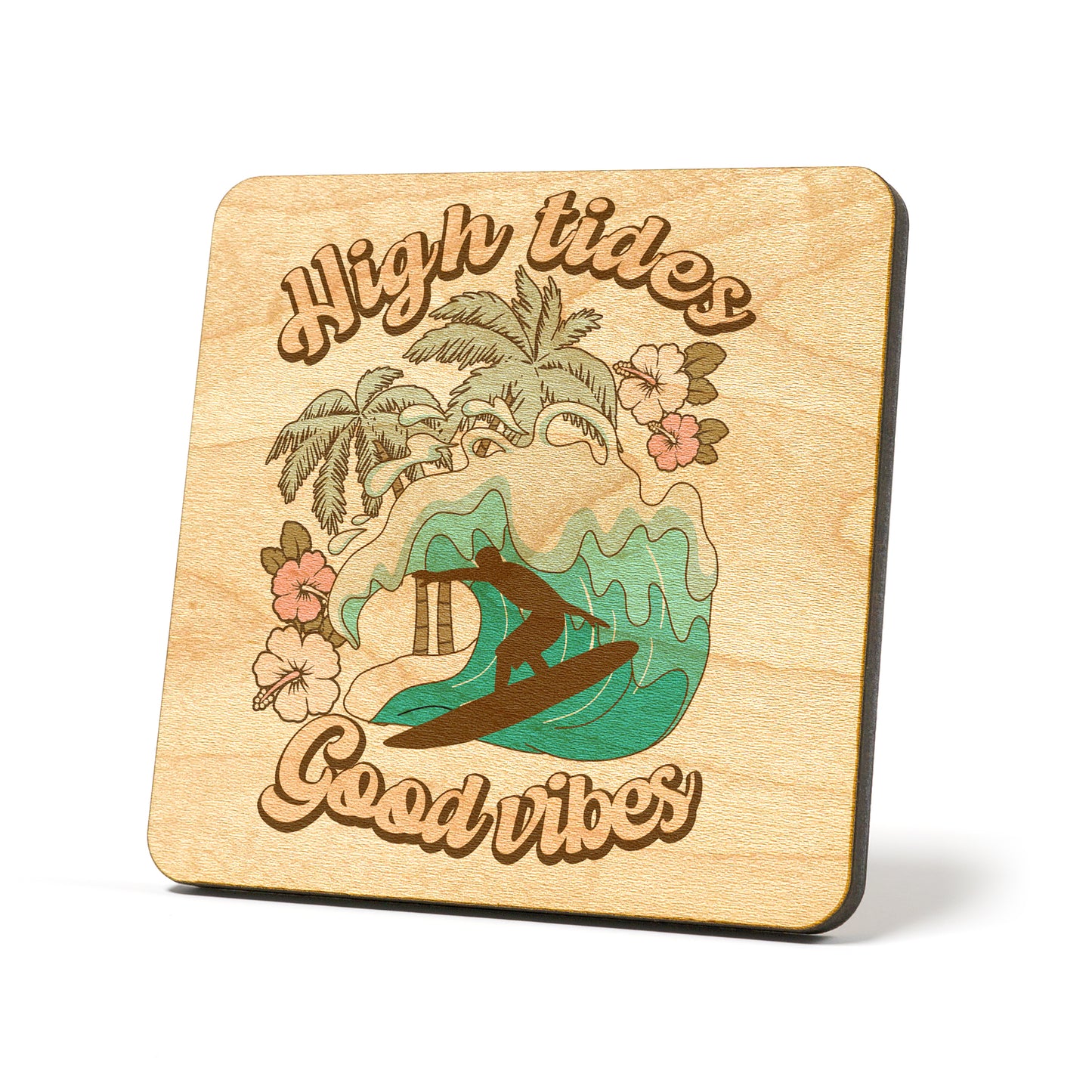 High tides good vibes Graphic Coasters