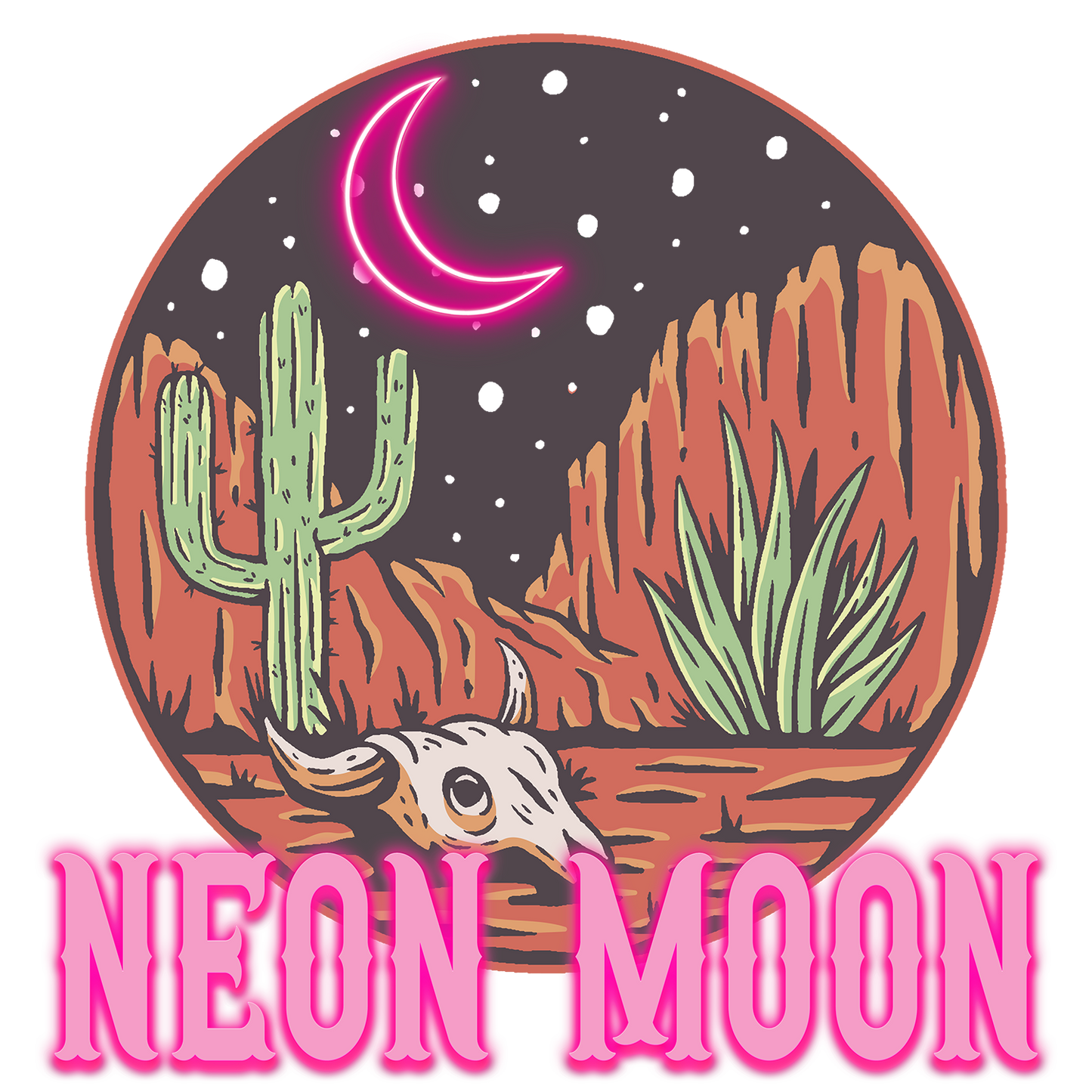 Neon Moon Western Graphic Coaster