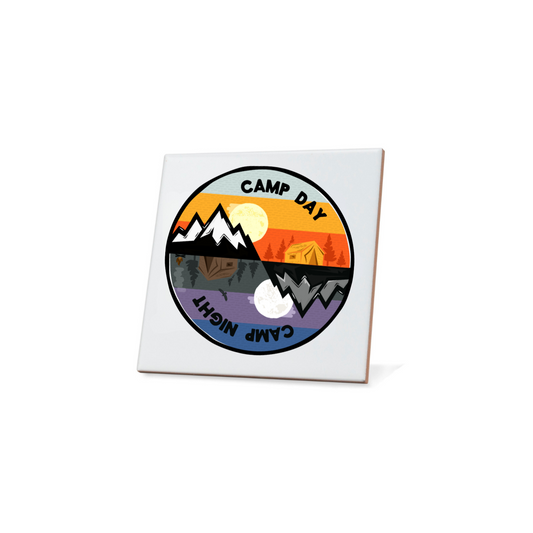 Camp Day Camp Night Badge Coaster