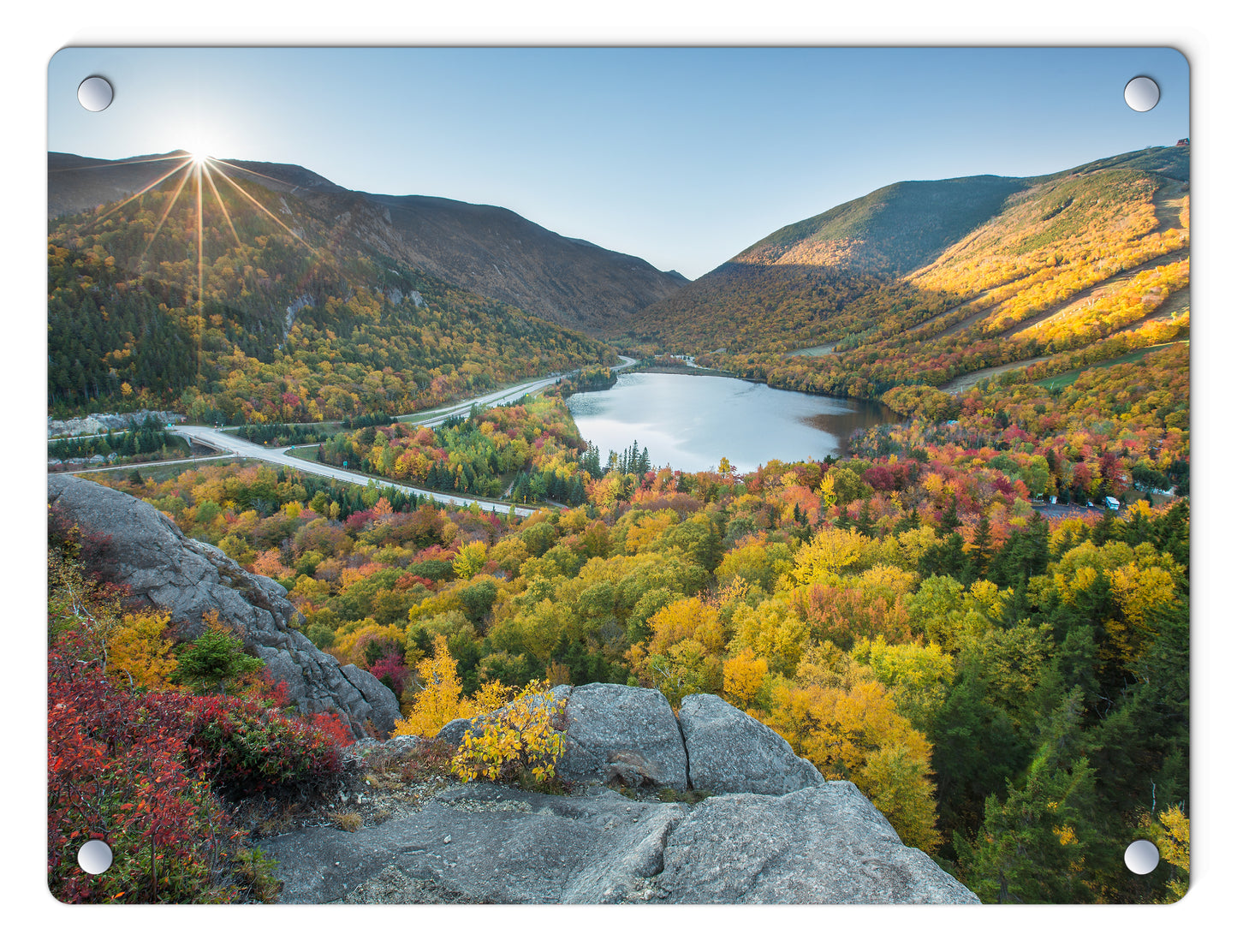 Artist Bluff Autumn Sunburst Glass Panel by Chris Whiton