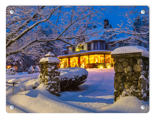 Winter Inn Glass Panel by Chris Whiton