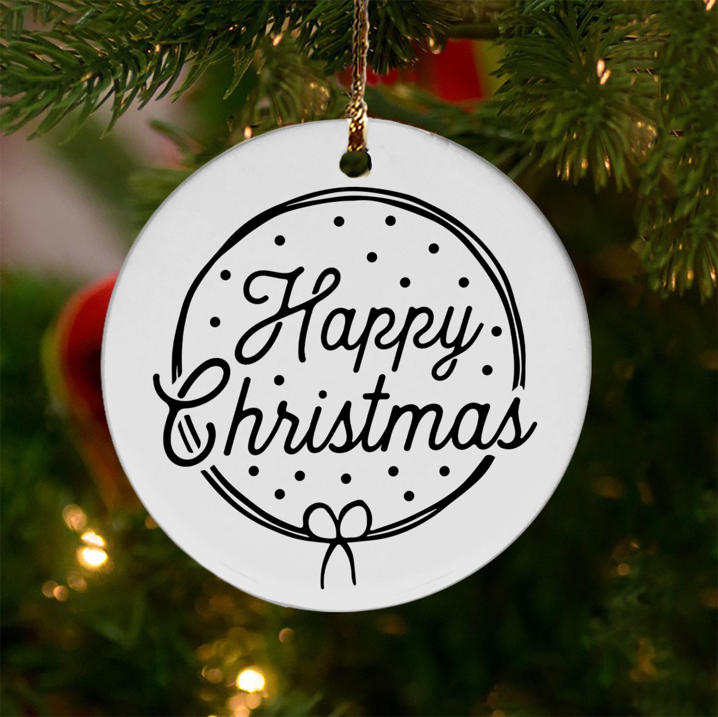 Happy Christmas Ceramic Ornament