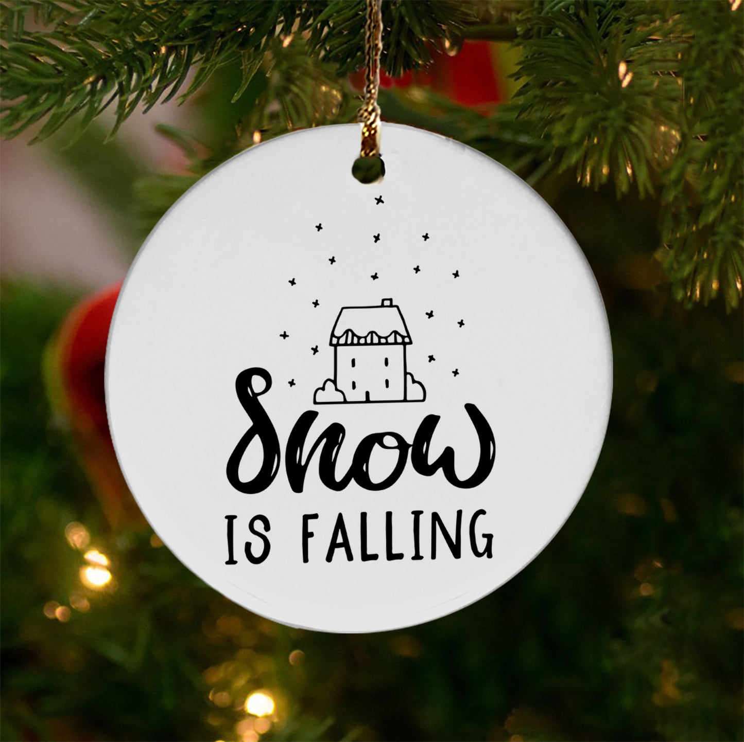 Snow Is Falling Ceramic Ornament