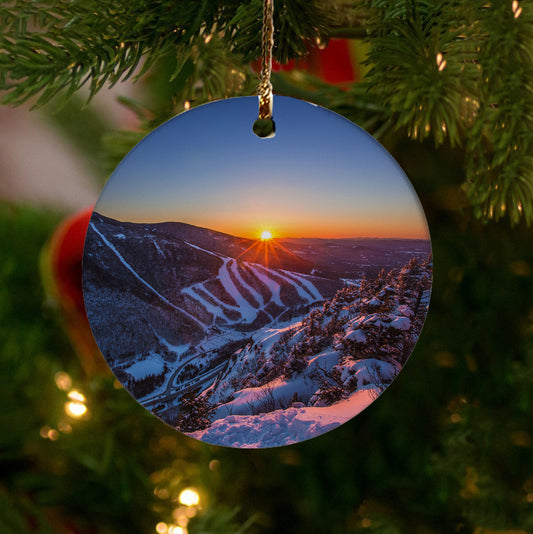 Last Winter Sunset of Cannon Mountain Ornament by Chris Whiton