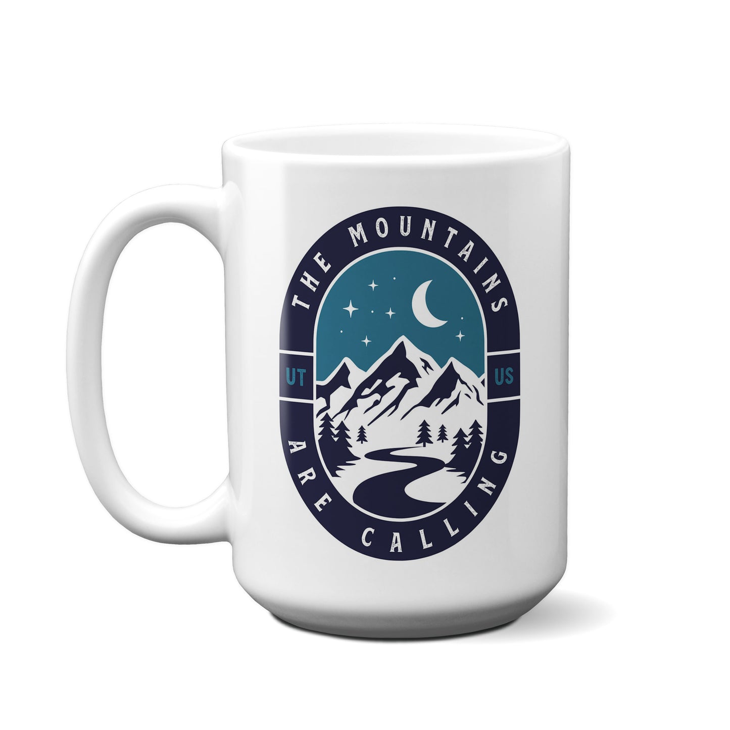 Mountains Are Calling Nighttime Badge Mug