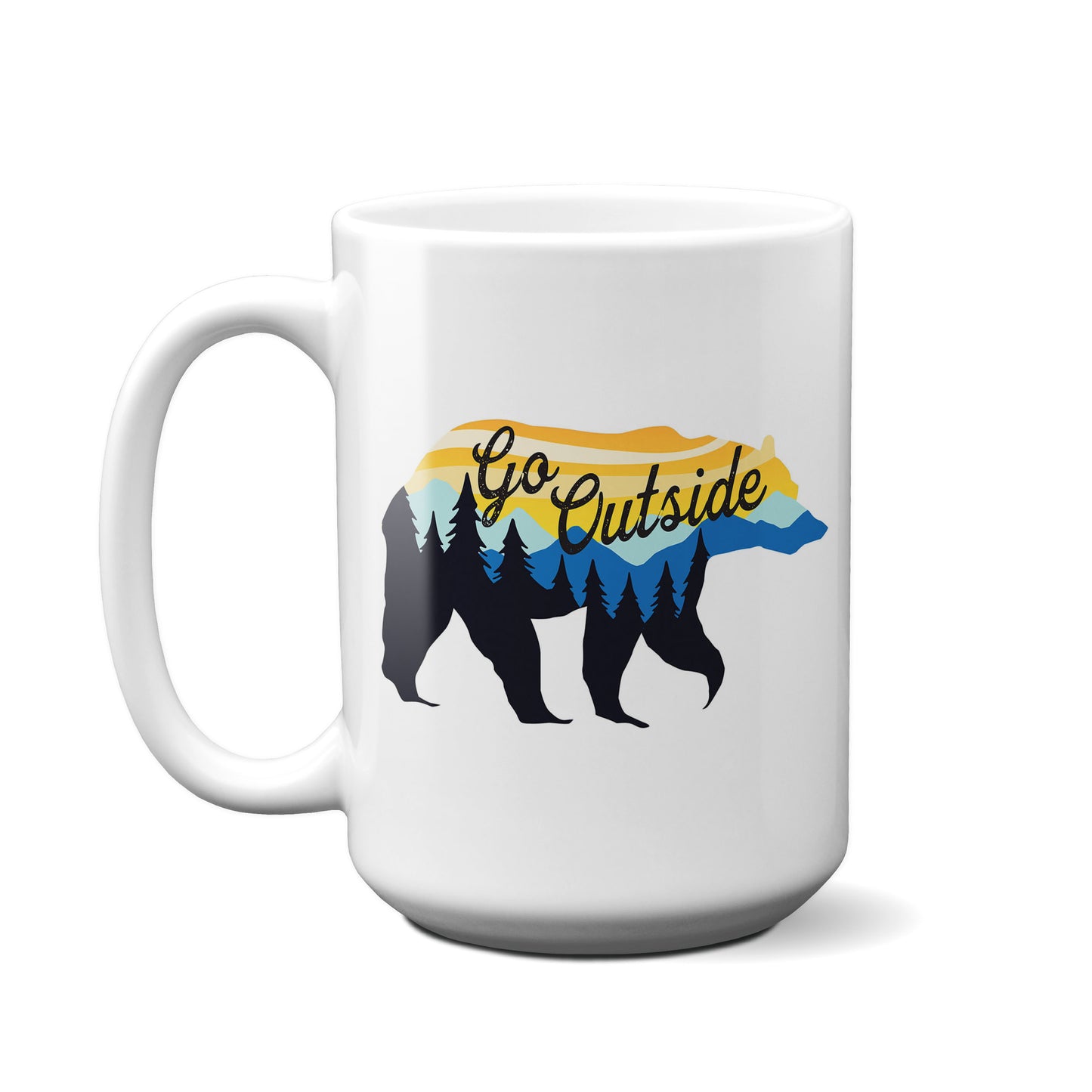 Go Outside Bear Badge Mug