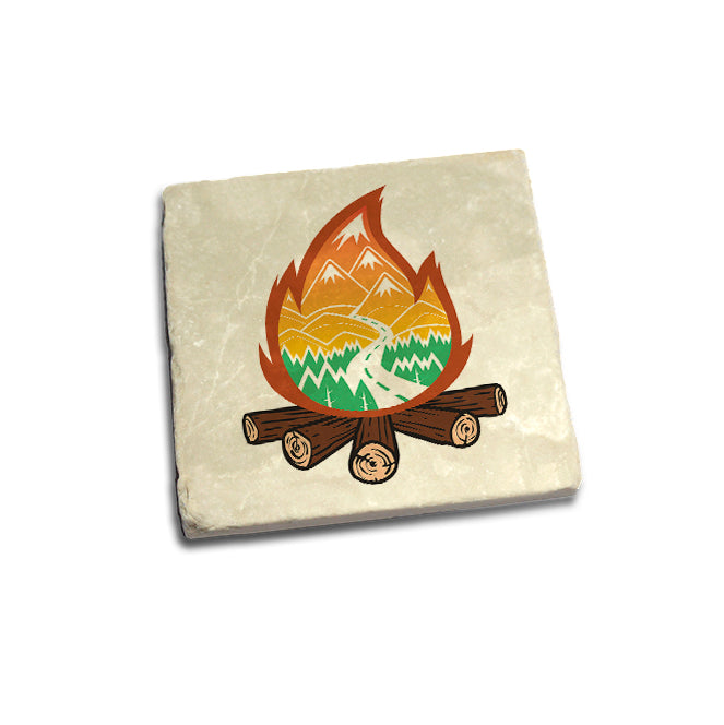 Camping Fire Badge Coaster