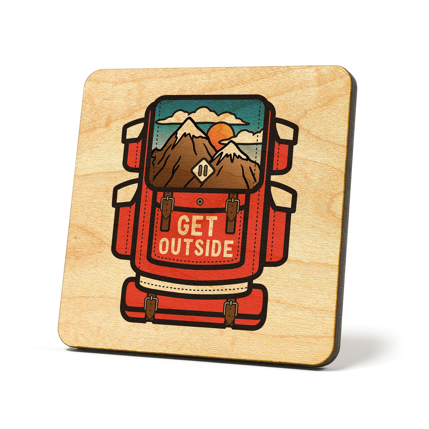 Get Outside Backpack Badge Coaster