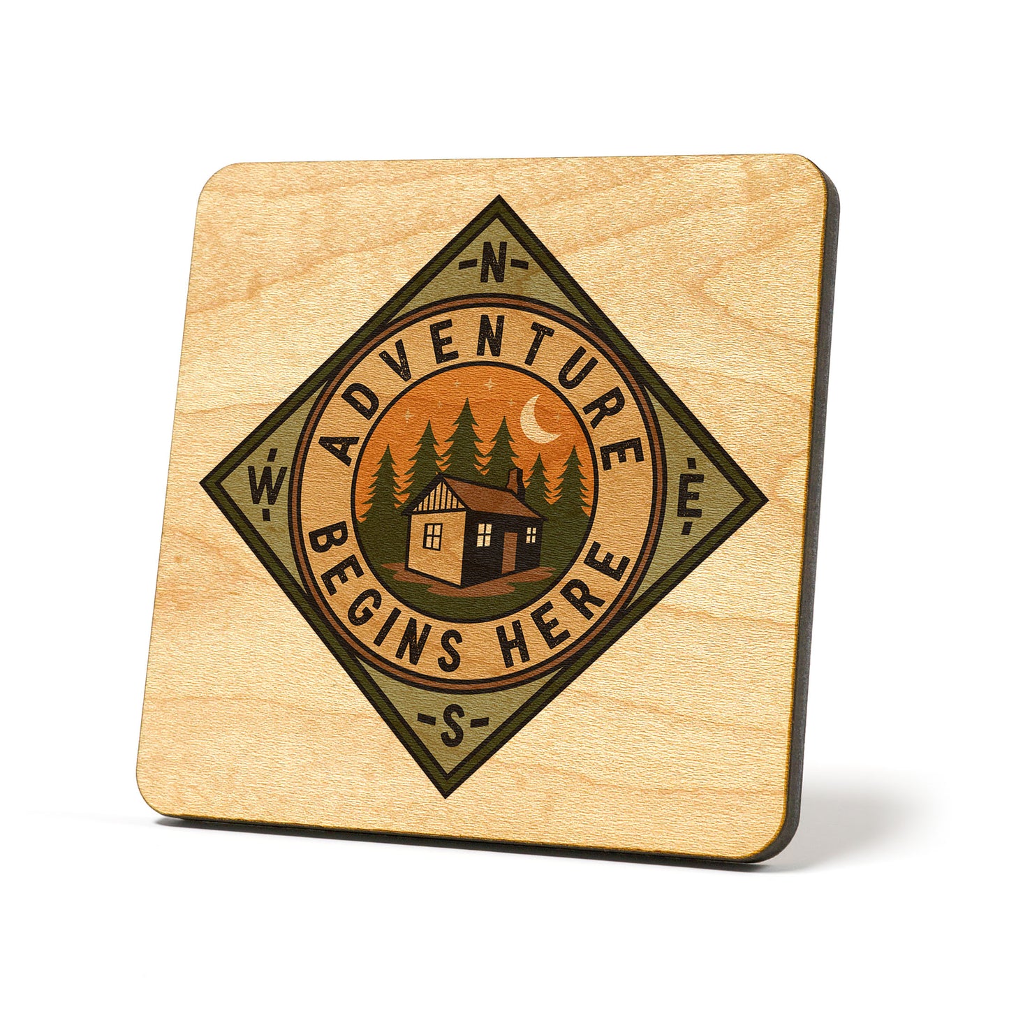 Adventure Begins Here Badge Coaster