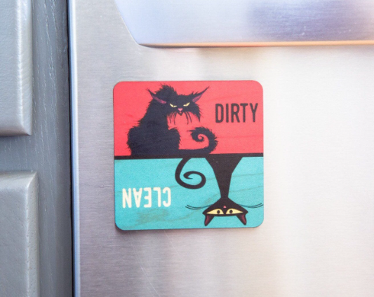 Black Cat Dirty  Clean Dishwasher Magnet