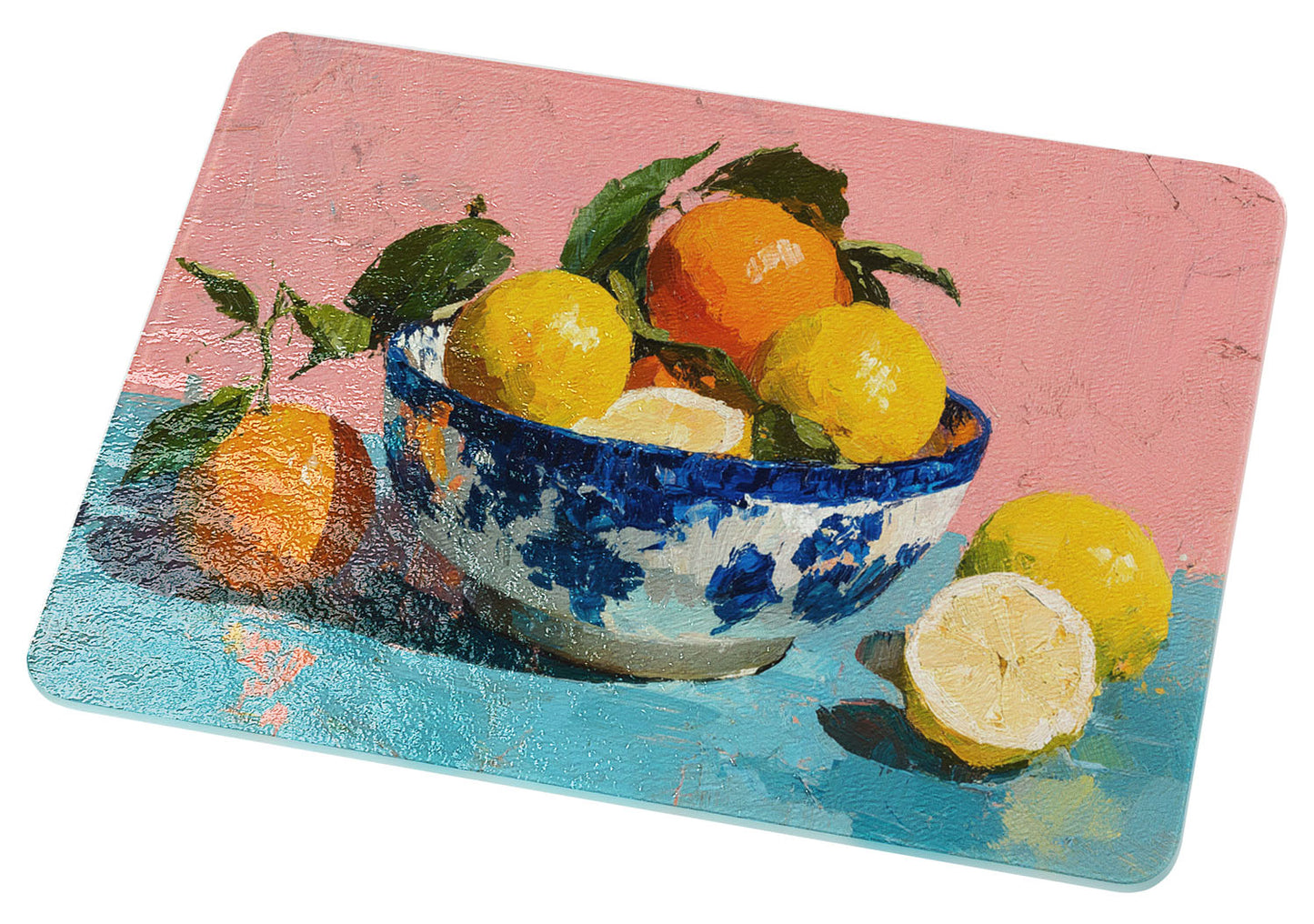 Citrus & Blue Pottery Cutting Board