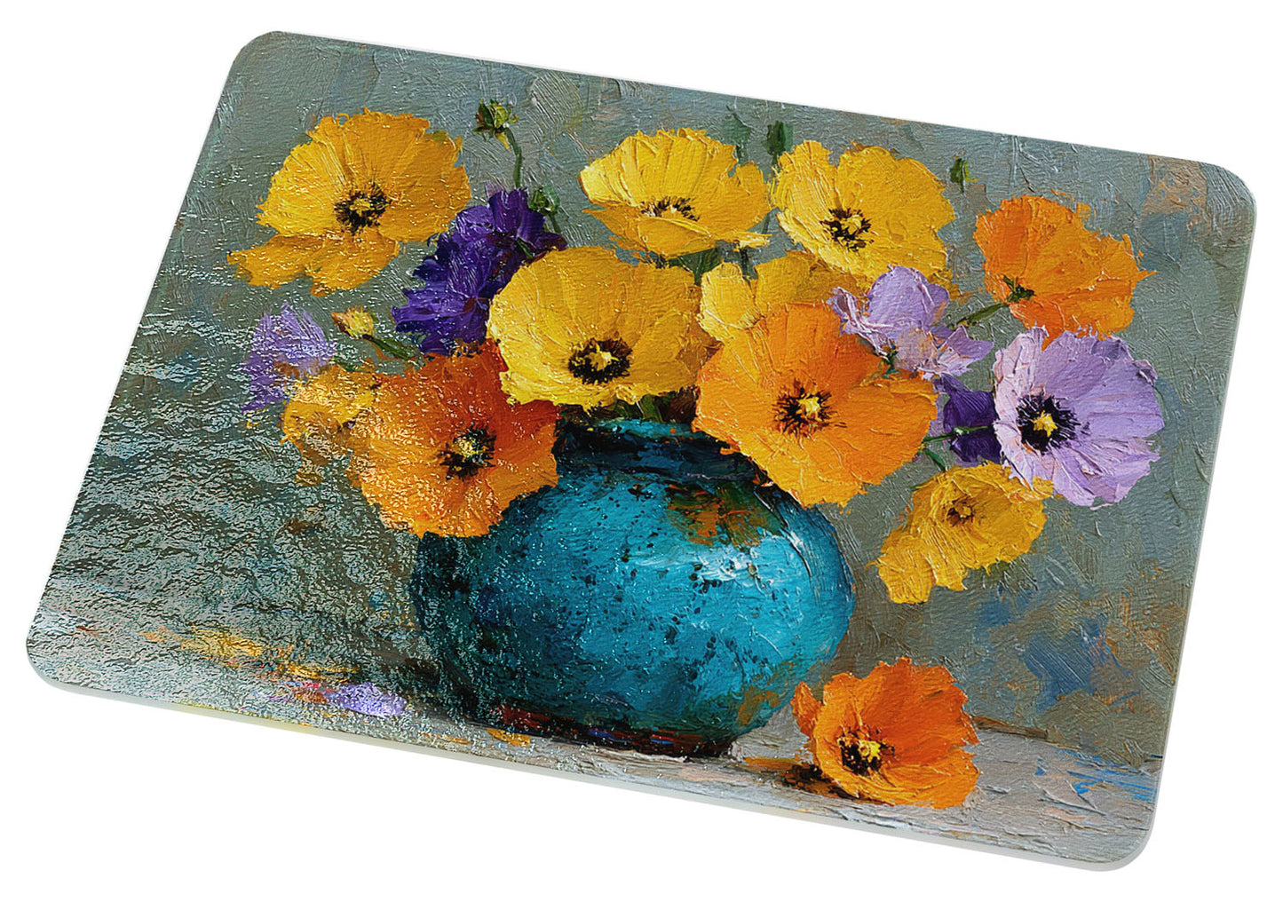 Cobalt Poppy Bouquet Cutting Board