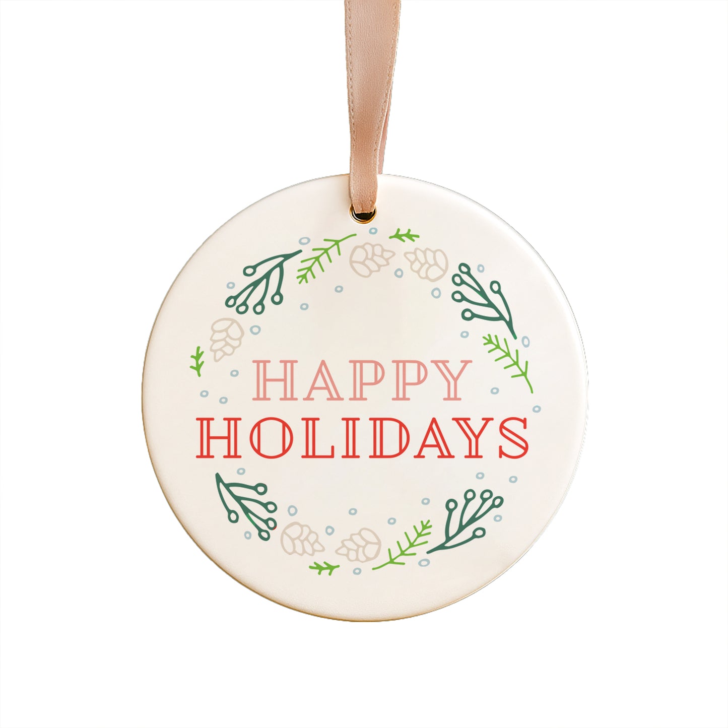 Happy Holidays Icon Ceramic Ornament