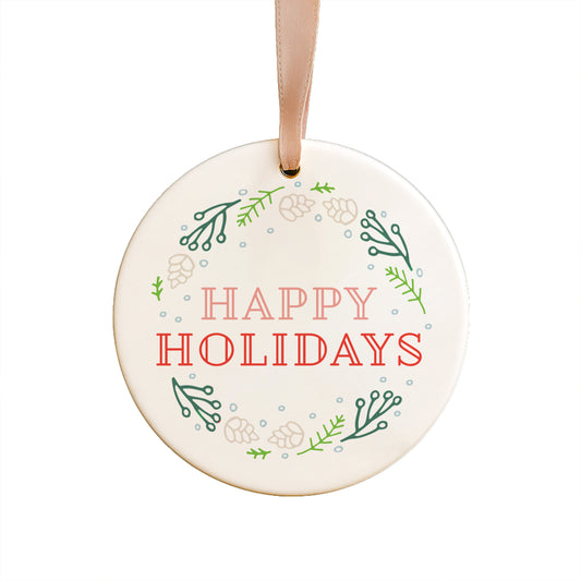 Happy Holidays Icon Ceramic Ornament