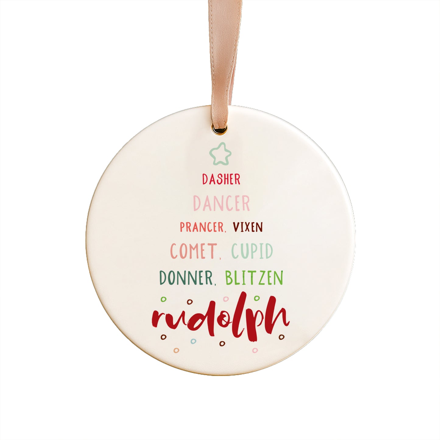 Reindeer List Ceramic Ornament