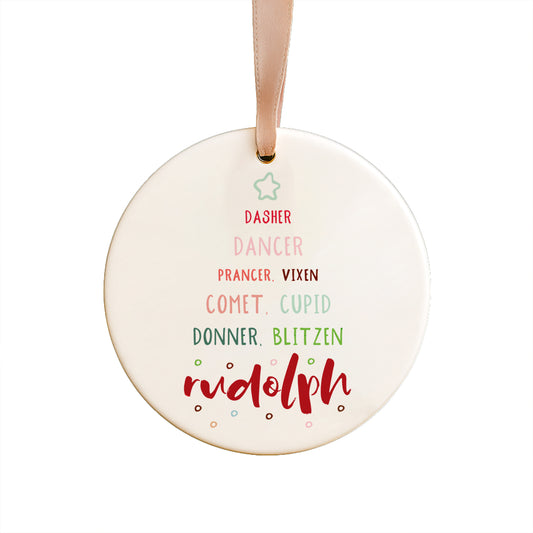 Reindeer List Ceramic Ornament
