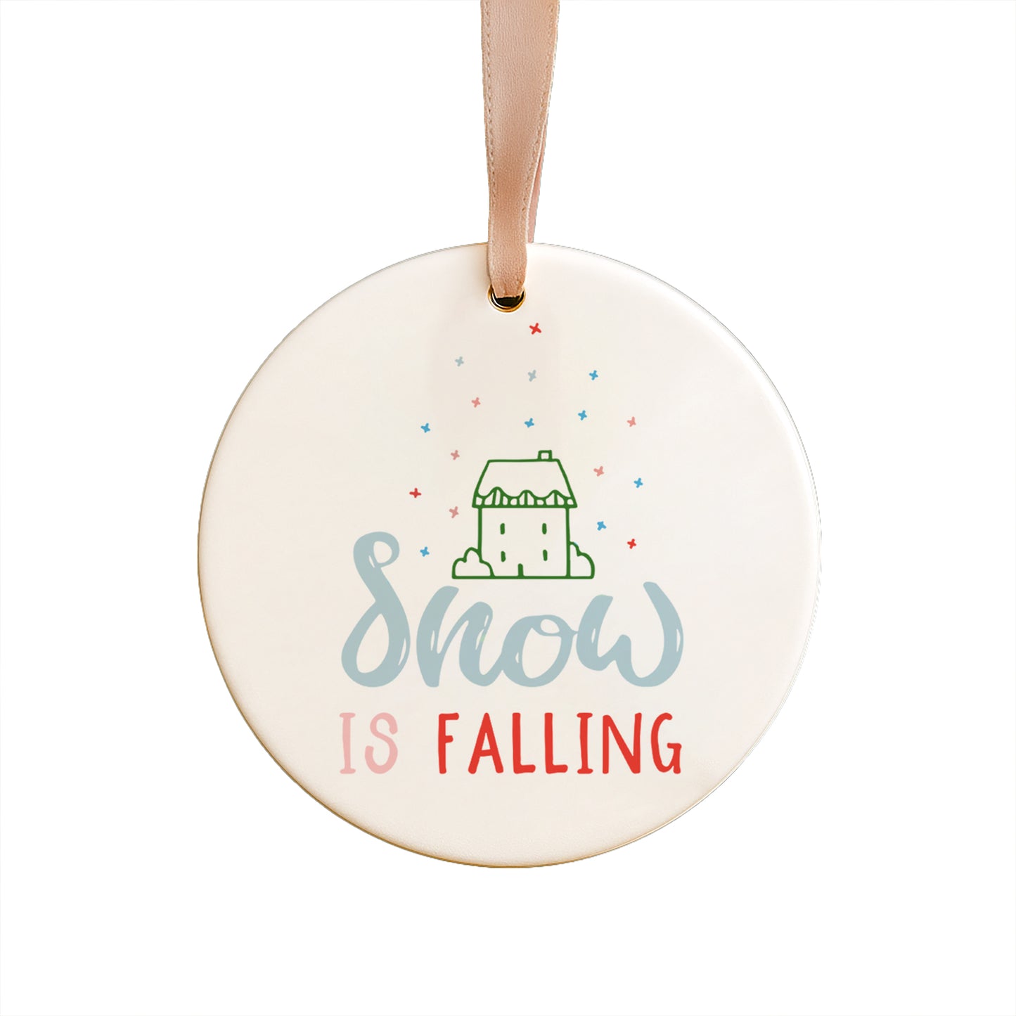 Snow Is Falling Ceramic Ornament
