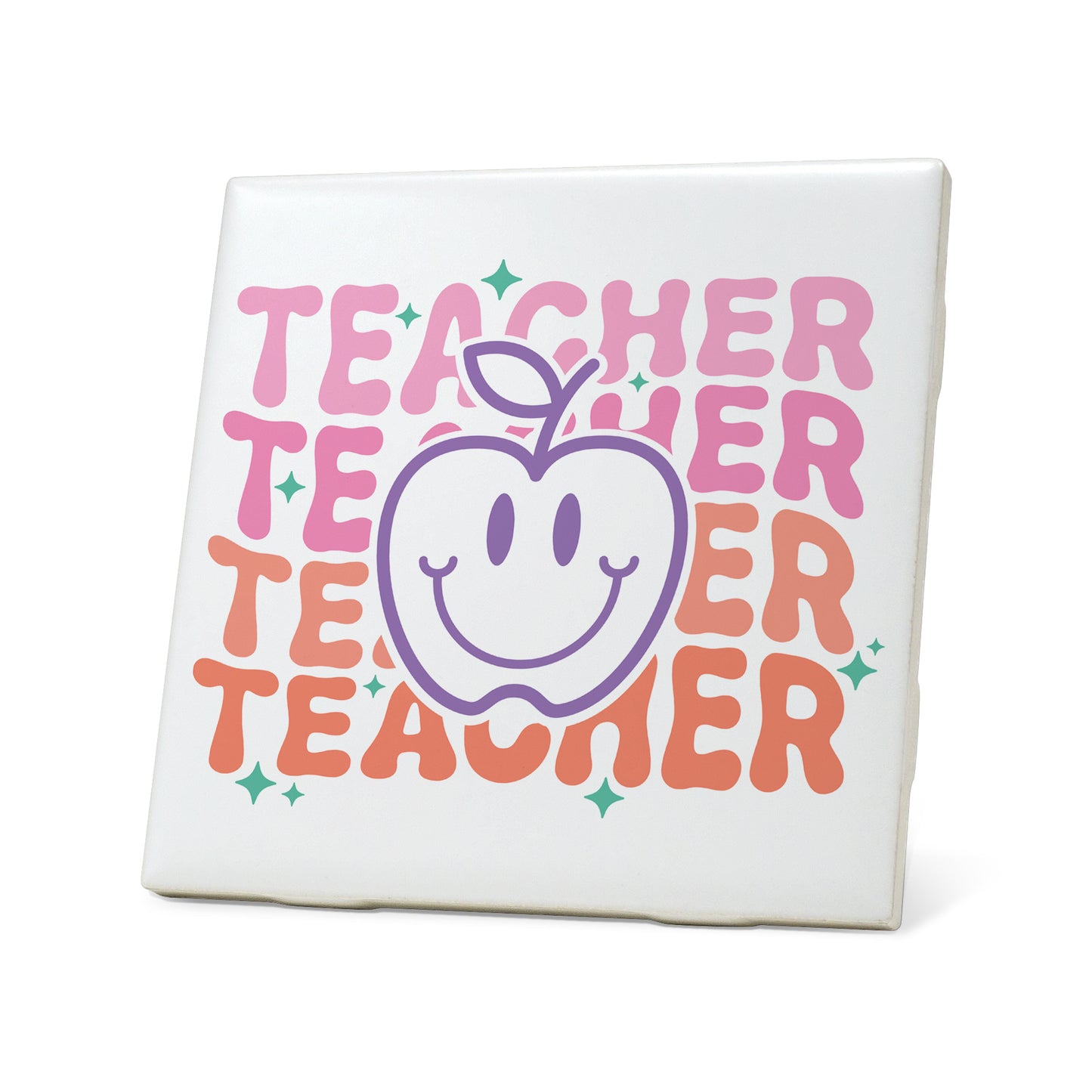 Teacher x4 Apple Graphic Coasters