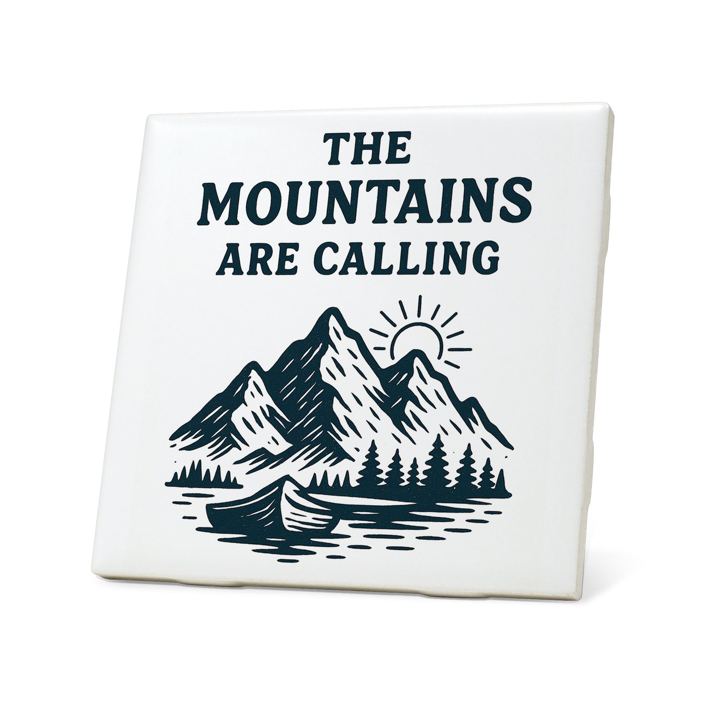The Mountains Are Calling Graphic Coaster