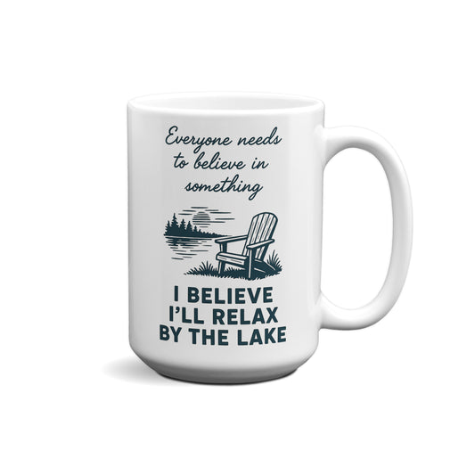 I Believe I'll Relax By The Lake Graphic Mug
