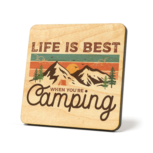 Life is best when you're camping Graphic Coasters