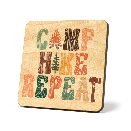 Camp Hike Repeat Graphic Coasters