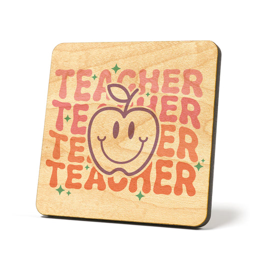 Teacher x4 Apple Graphic Coasters