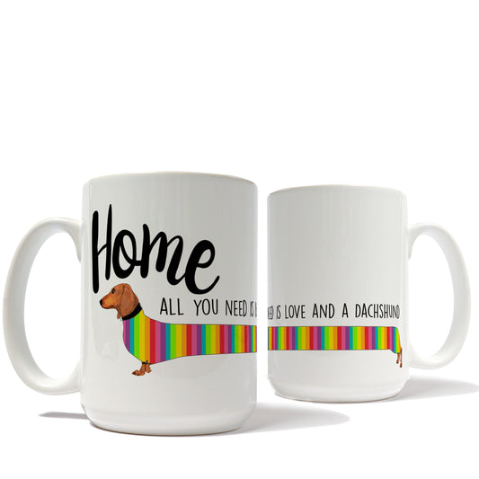 Rainbow Sweater Dachshund Mug