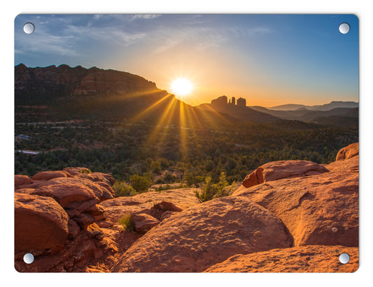 Cathedral Rock Sedona Sunset Glass Panel by Chris Whiton