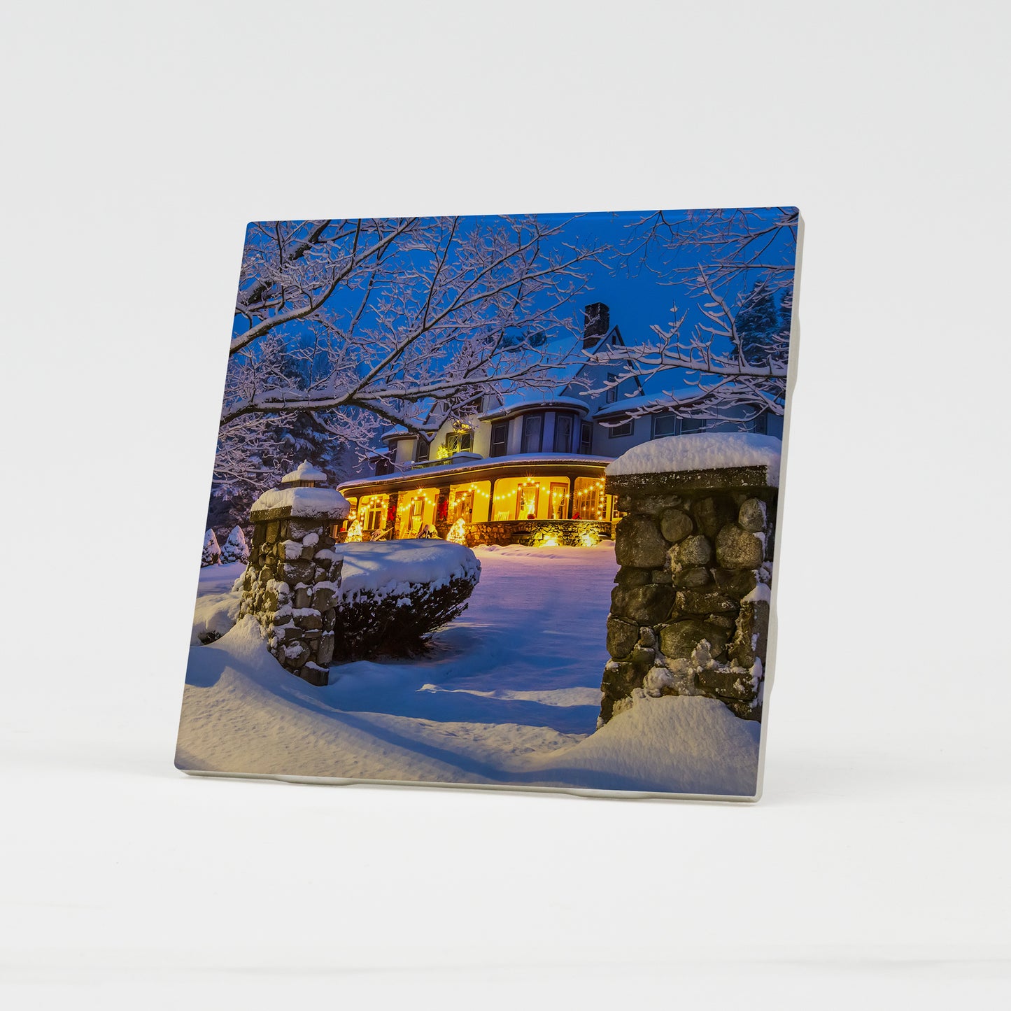 Winter Inn Ceramic Coaster by Chris Whiton