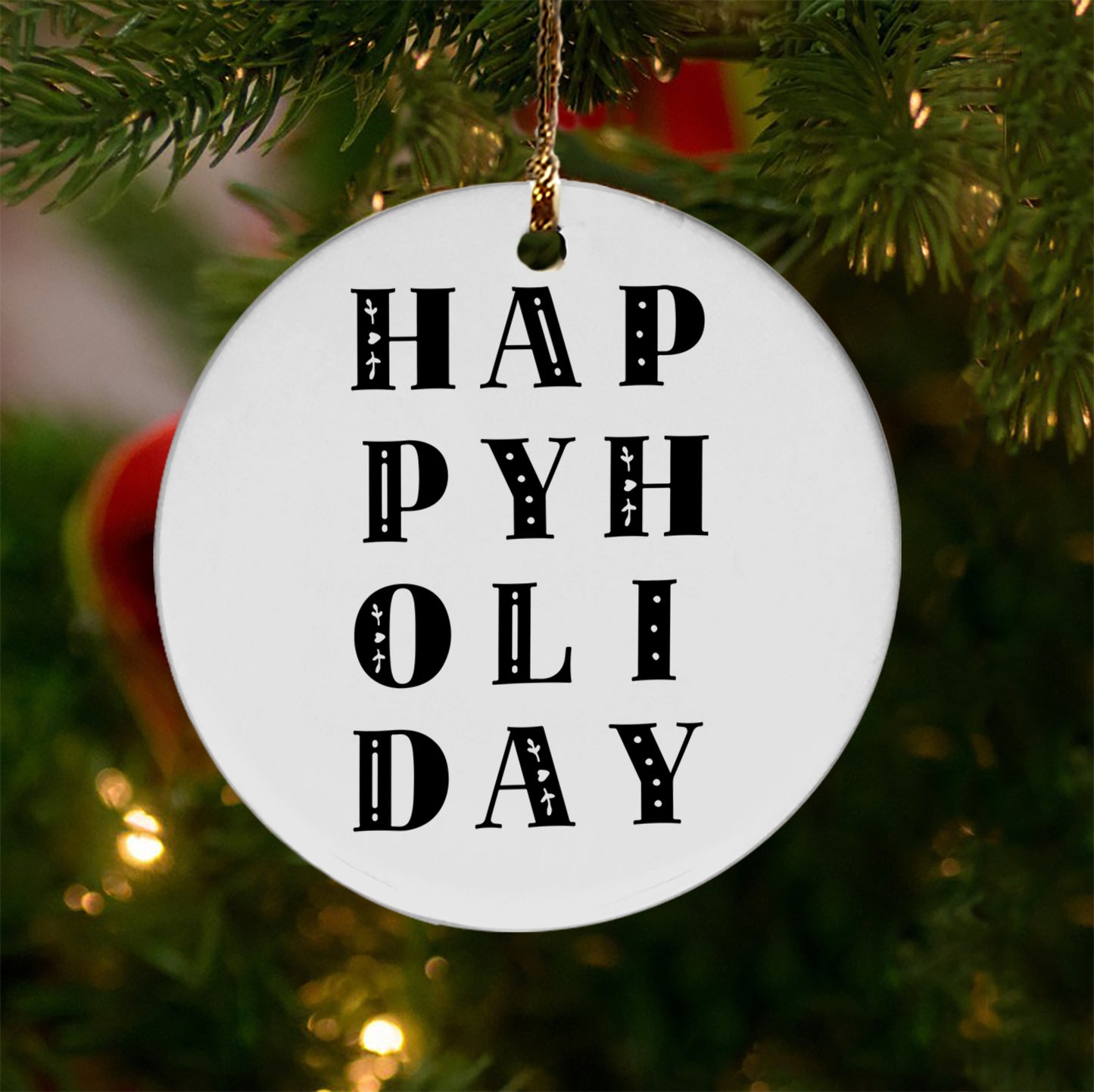 Happy Holiday Ceramic Ornament